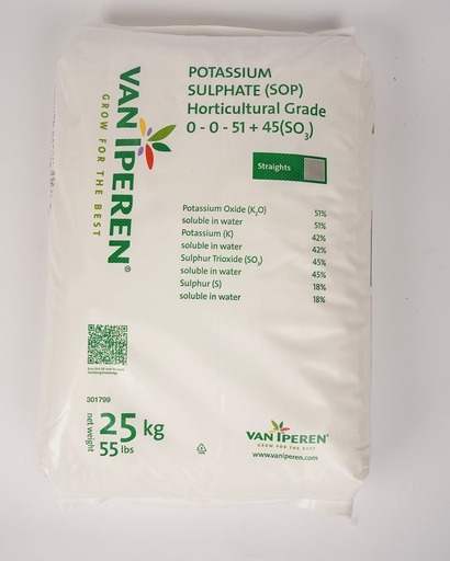 Minerālmēsli šķīstošie Potassium Sulphate 25kg